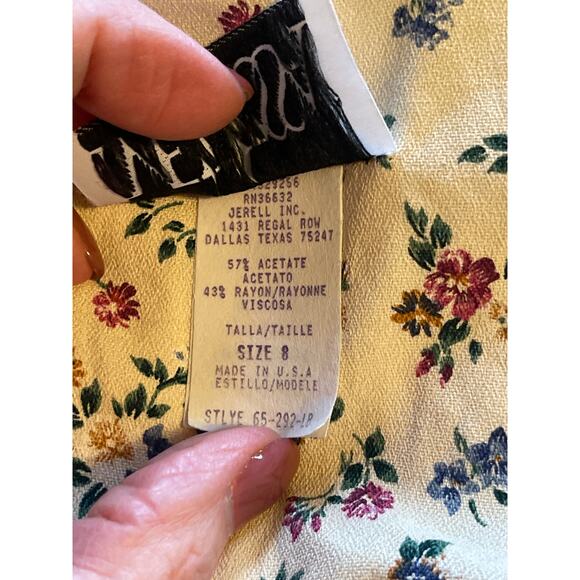 Vintage 80's Melissa Floral Midi Dress Short Sleeve Button Front Tie Back Size 8 - Picture 6 of 7